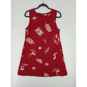 Paper Heart Tequila Mini Dress Small Red Linen Blend Margarita Vacation Cruise